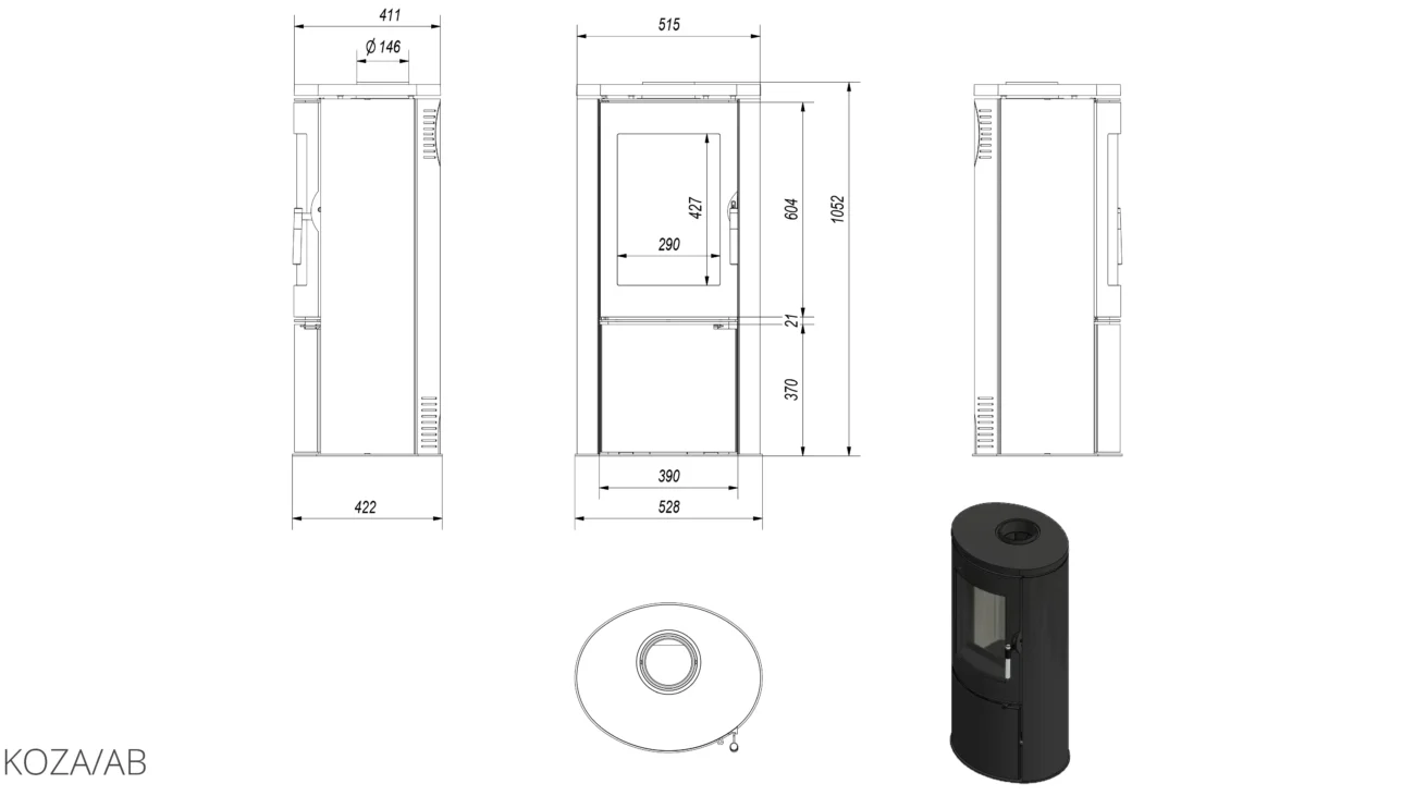 Купити Сталева піч-камін Kratki KOZA AB в Україні