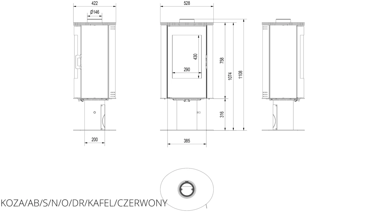 Купити Кахельна піч-камін Kratki AB S/N/O/DR червона в Україні