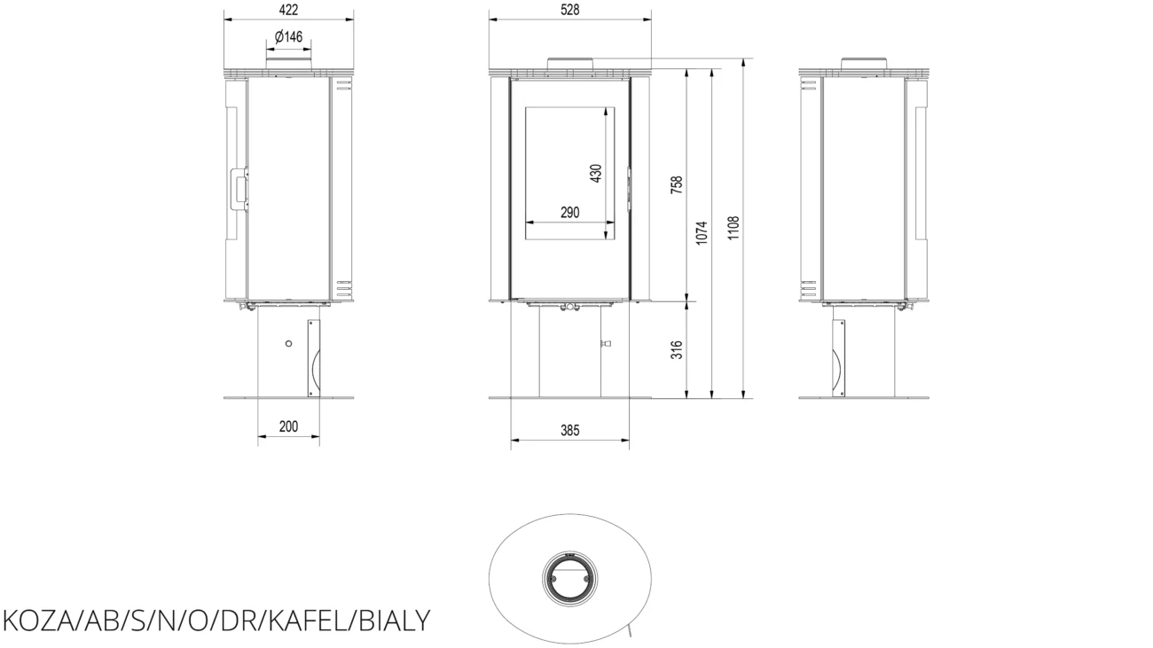 Купити Кахельна піч-камін Kratki AB S/N/O/DR біла в Україні