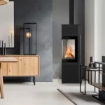Купити Сталева піч-камін Kratki TORA/S/Q/N/A керамограніт NERO ASSOLUTO в Україні