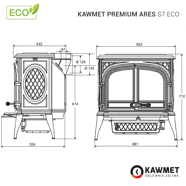 Купити Чавунна піч-камін KAWMET Premium ARES S7 ECO в Україні