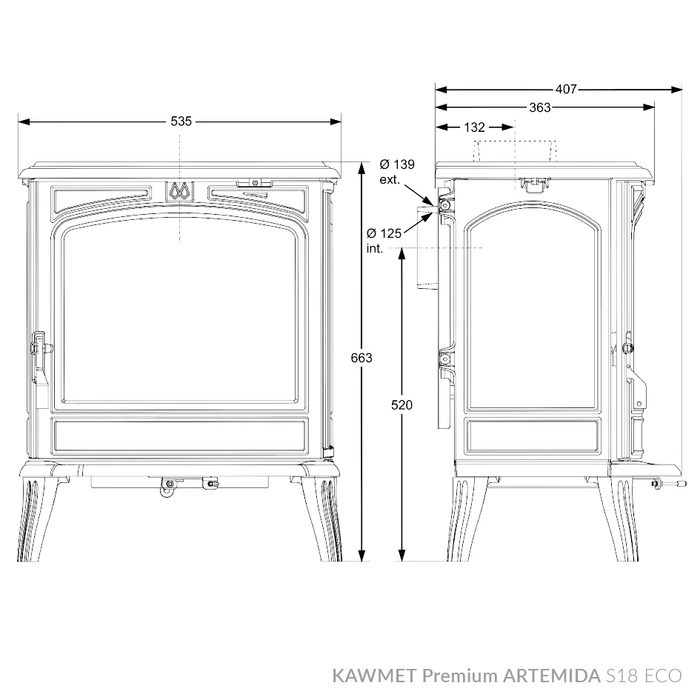 Купити Чавунна піч-камін KAWMET Premium ARTEMIDA S18 ECO в Україні