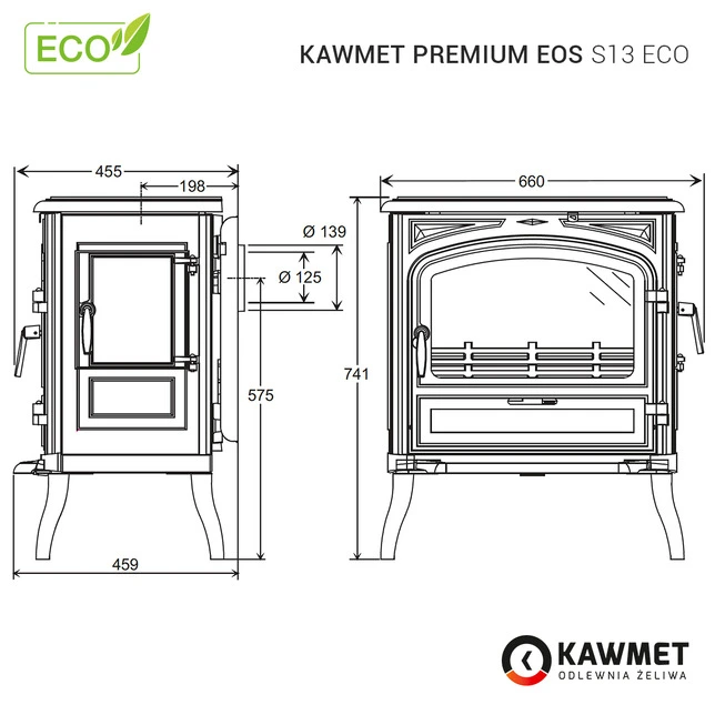 Купити Чавунна піч-камін KAWMET Premium EOS S13 ECO в Україні