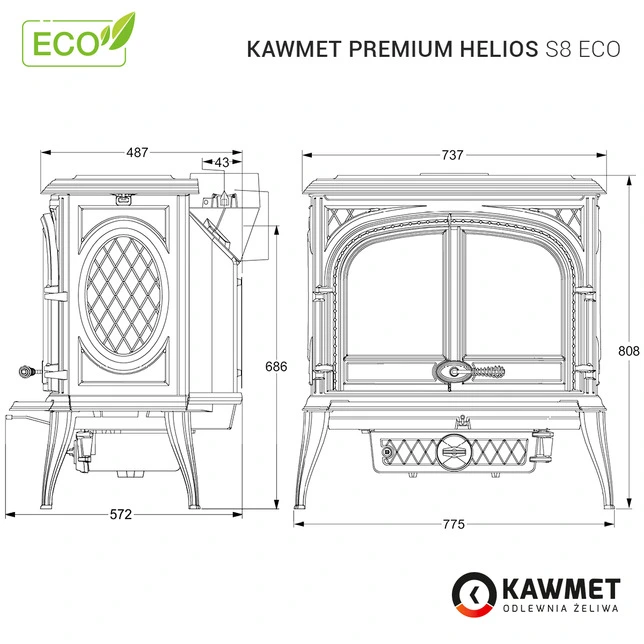 Купити Чавунна піч-камін KAWMET Premium HELIOS S8 ECO в Україні