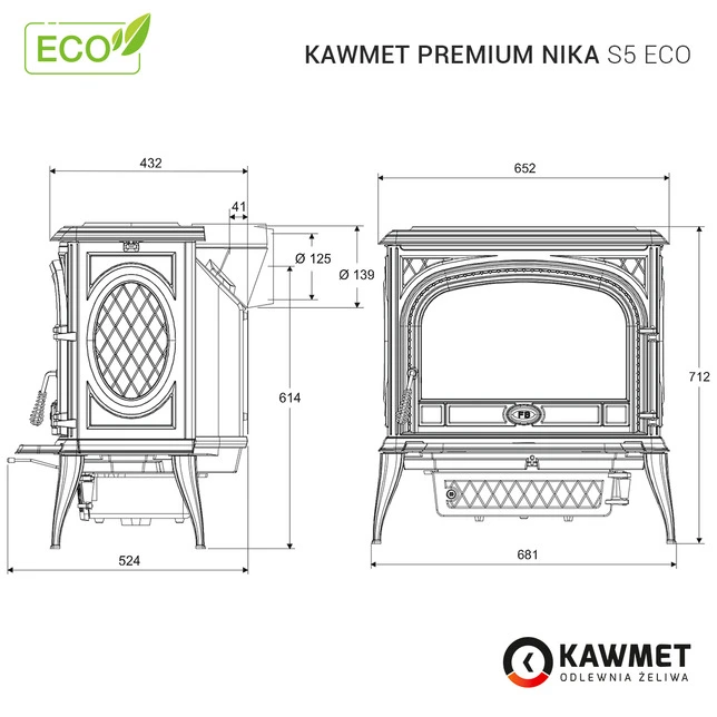 Купити Чавунна піч-камін KAWMET Premium NIKA S5 ECO в Україні