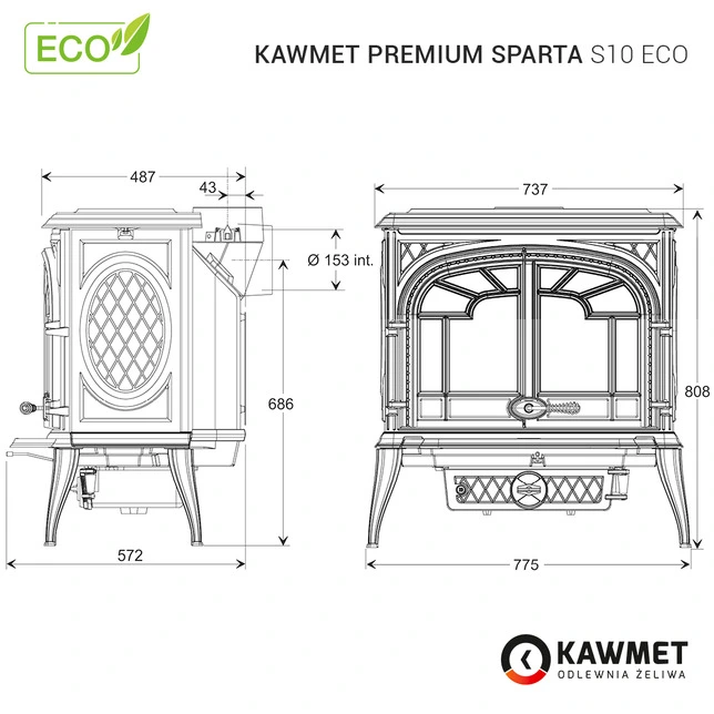 Купити Чавунна піч-камін KAWMET Premium SPARTA S10 ECO в Україні