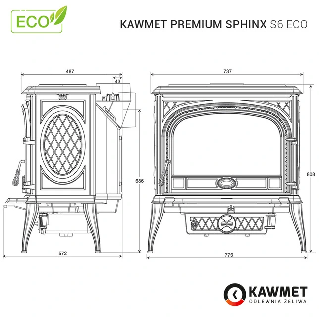 Купити Чавунна піч-камін KAWMET Premium SPHINX S6 ECO в Україні