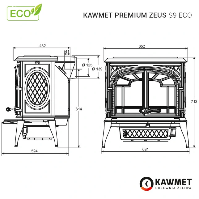 Купити Чавунна піч-камін KAWMET Premium ZEUS S9 ECO в Україні