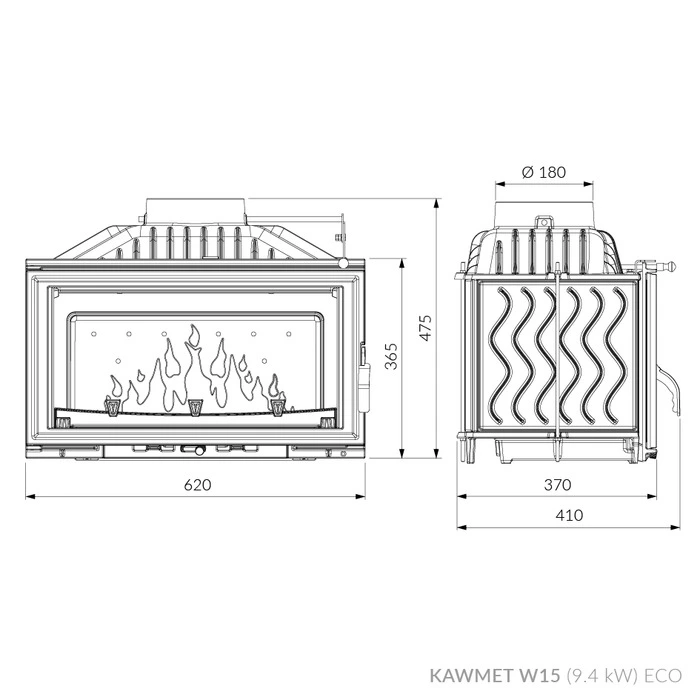 Купити Камінну топку KAWMET W15 EСO 9.4 kW в Україні