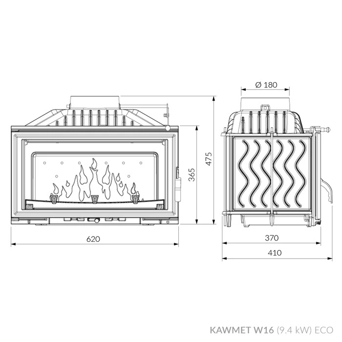Купити Камінну топку KAWMET W16 EСO 9.4 kW в Україні