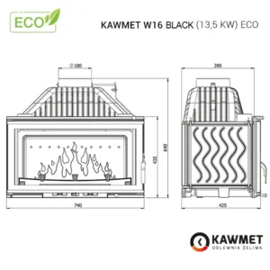Купити Камінну топку KAWMETW16 EСO 13.5 kW Black в Україні