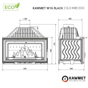 Купити Камінну топку KAWMET W16 EСO 16.3 kW Black в Україні