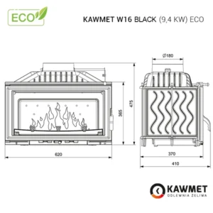 Купити Камінну топку KAWMET W16 EСO 9.4 kW Black в Україні