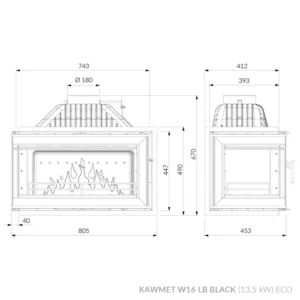 Купити Камінну топку KAWMET W16 LB EСO 13.5 kW Black в Україні