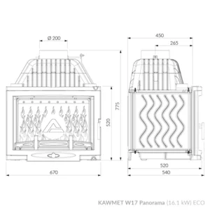 Купити Камінну топку KAWMET W17 EСO 16.1 kW Panorama в Україні