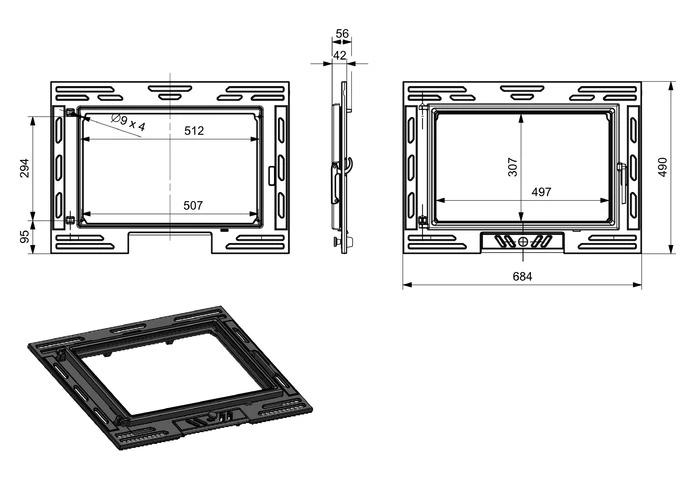 Купити Двері для каміна KAWMET W9 490x680 в Україні